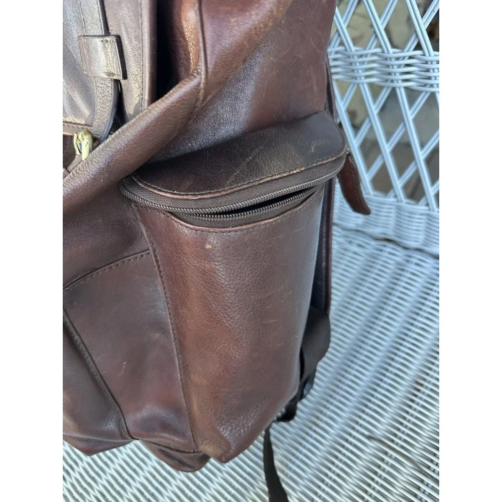 Bosca Essentials Brown Leather Backpack Rucksack Travel Bag Vintage Style